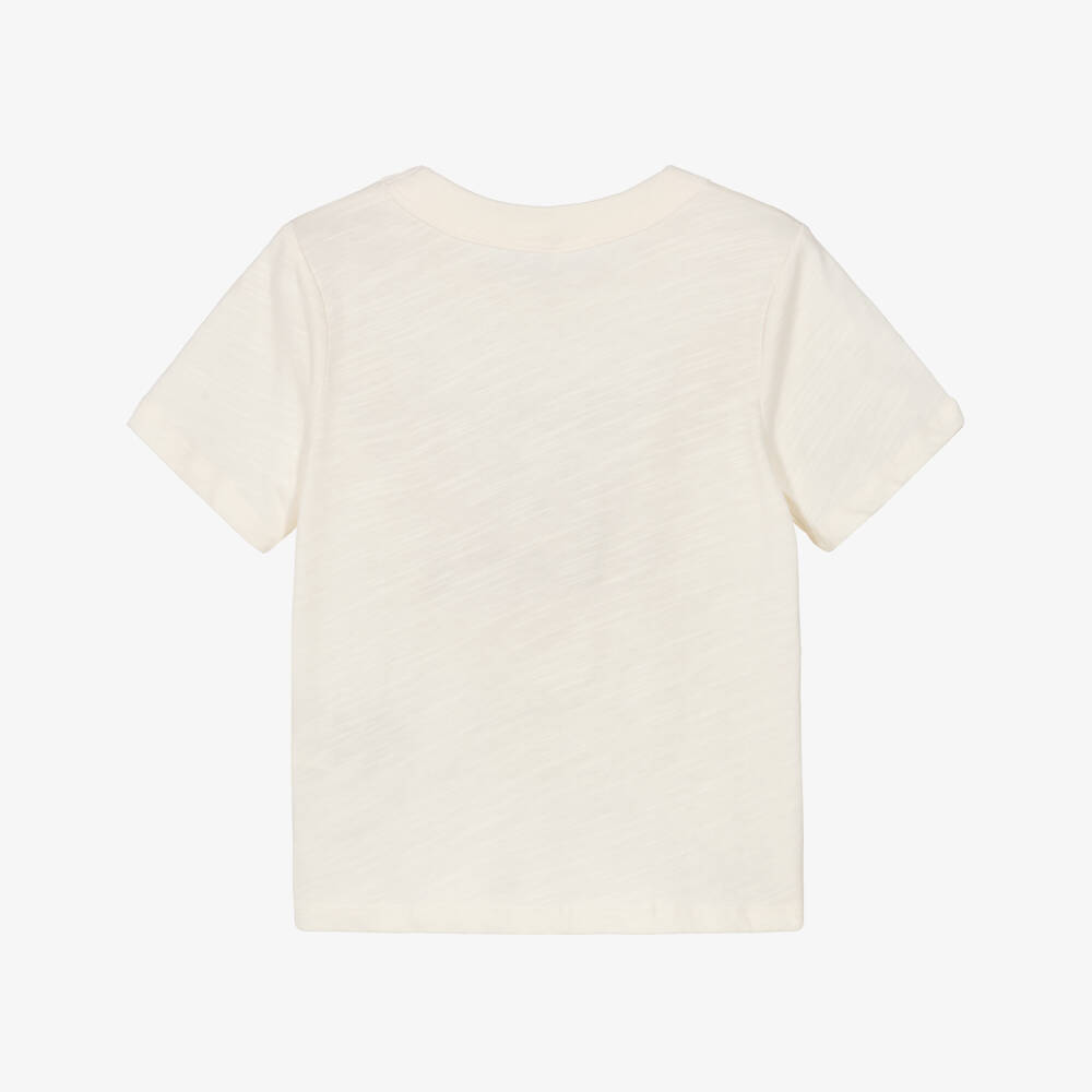 Mini Rodini-Ivory Cotton Jersey Football Print T-Shirt | Childrensalon Outlet
