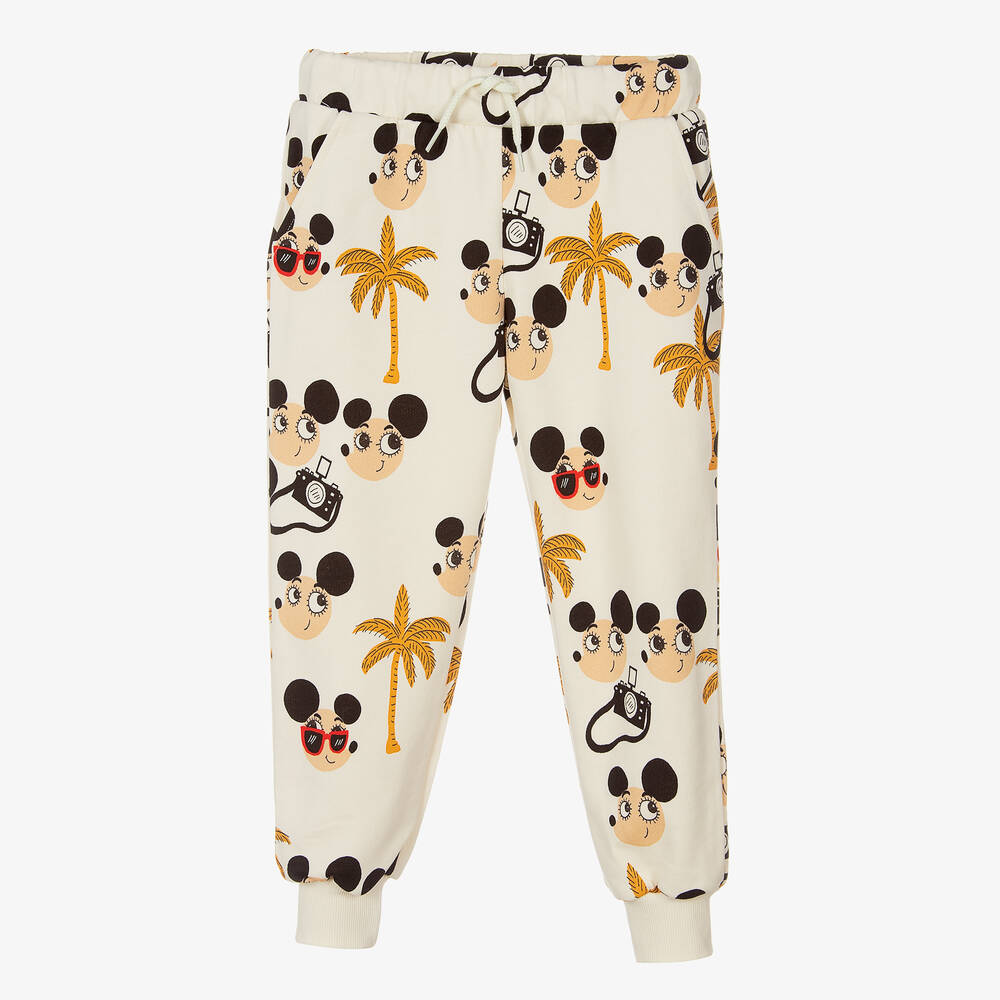 Mini Rodini - Ivory Cotton Jersey Ritzratz Joggers | Childrensalon