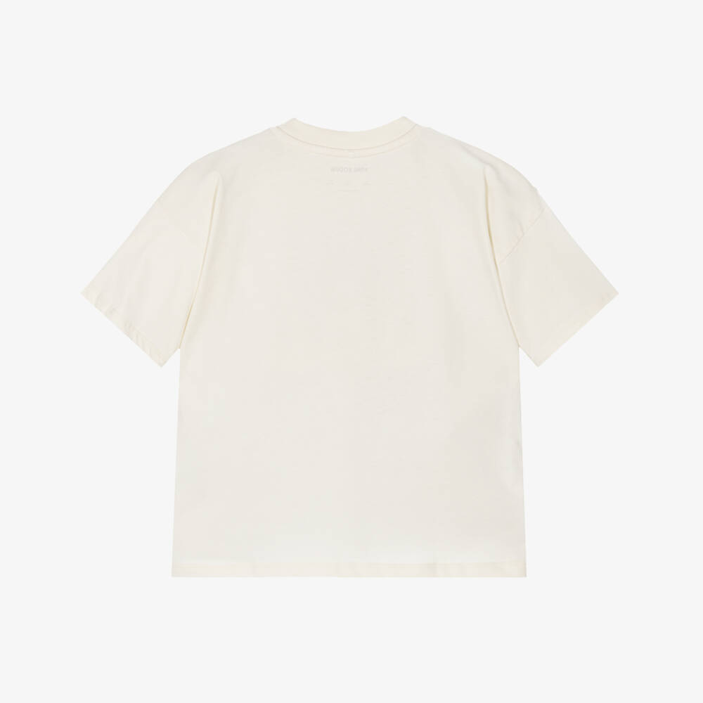 Mini Rodini-Ivory Cotton Short-Sleeved Dog Print T-Shirt | Childrensalon Outlet