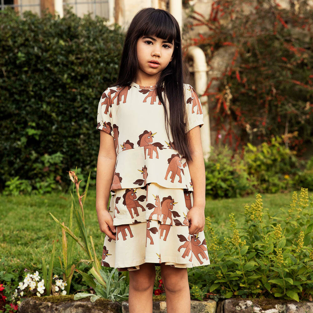 Mini Rodini-Ivory Cotton Unicorn Dress | Childrensalon Outlet