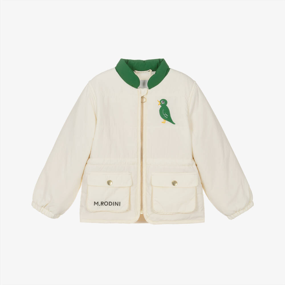 Mini Rodini-Ivory & Green Bird Lightweight Jacket | Childrensalon Outlet