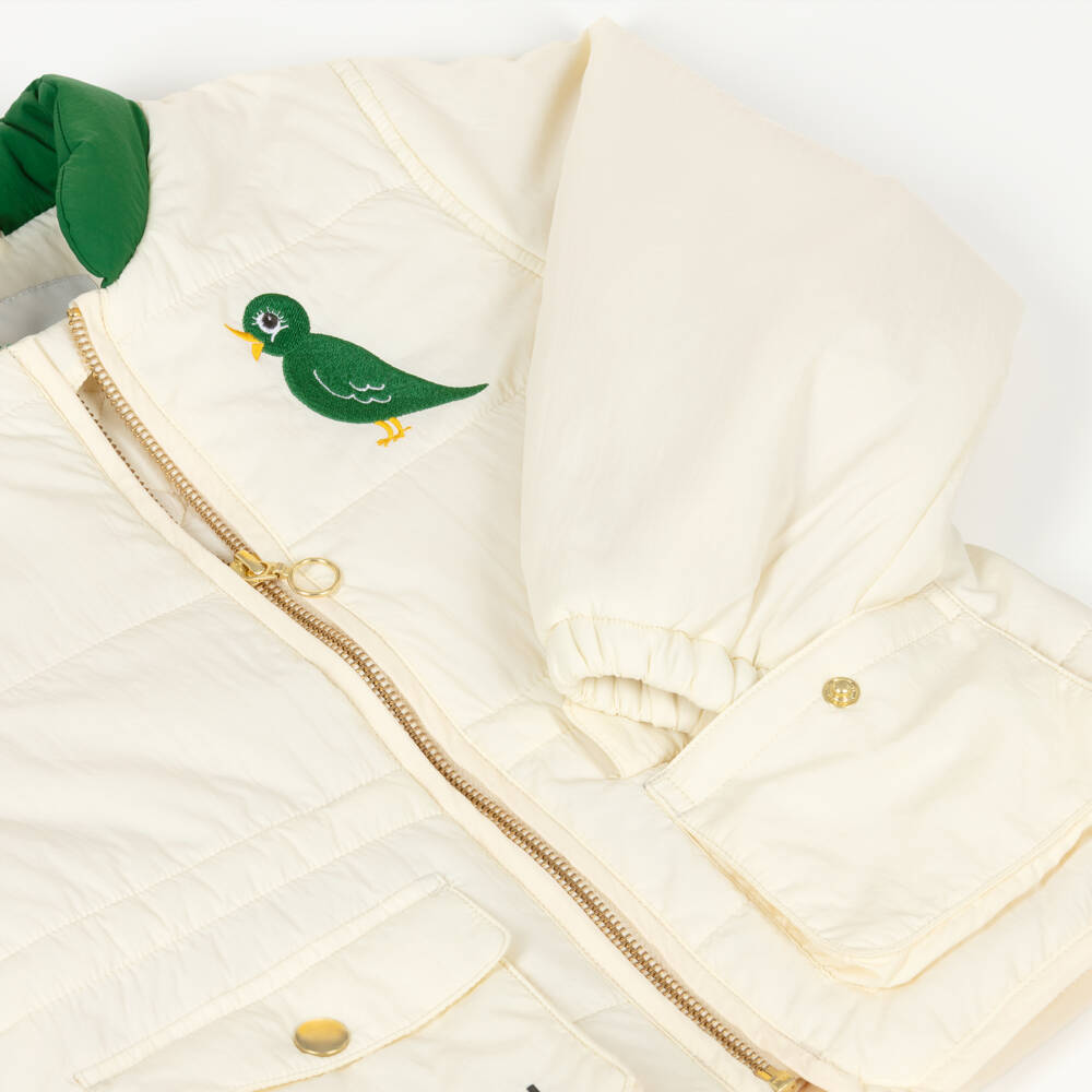 Mini Rodini-Ivory & Green Bird Lightweight Jacket | Childrensalon Outlet