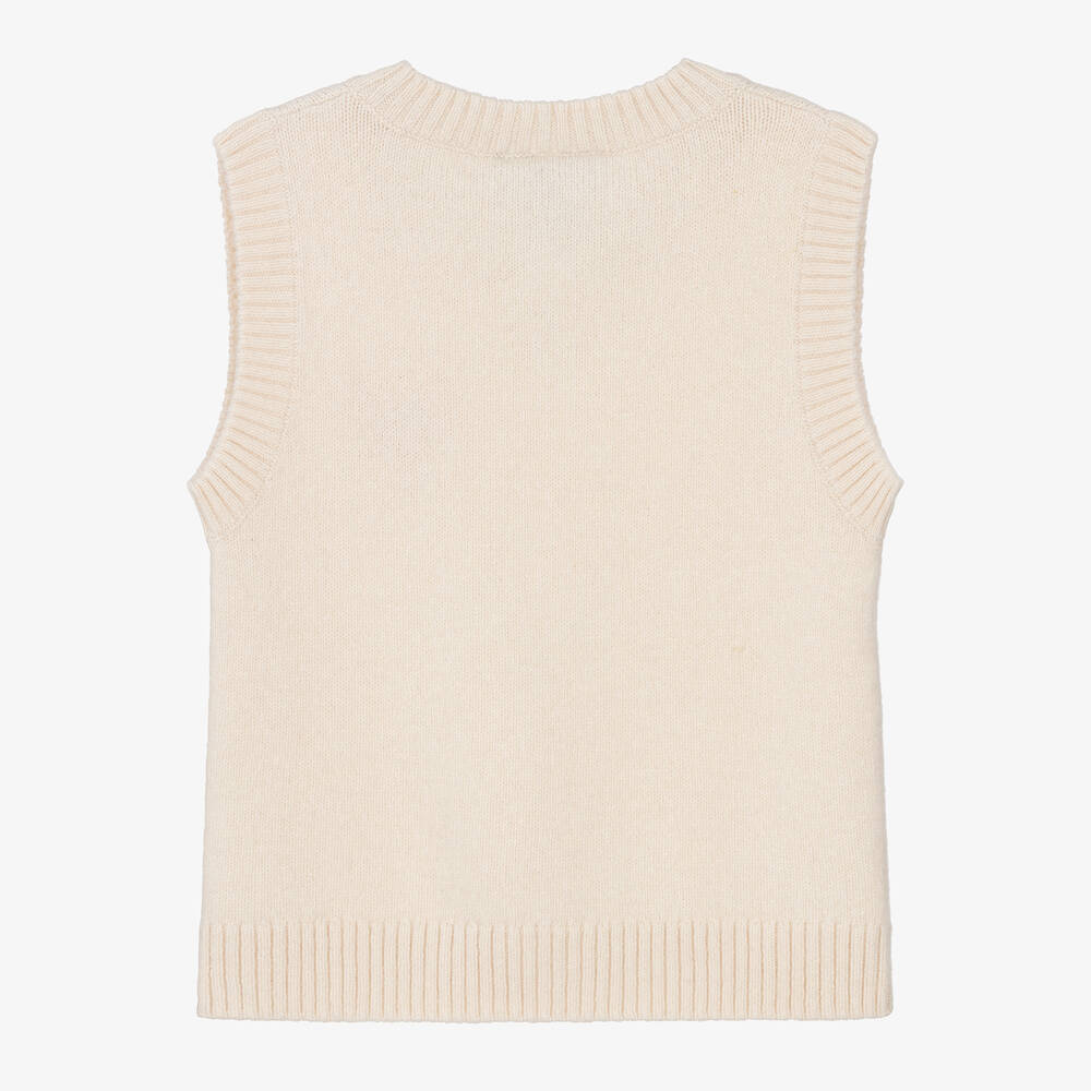 Mini Rodini-Ivory Lobster Organic Wool Sweater Vest | Childrensalon Outlet