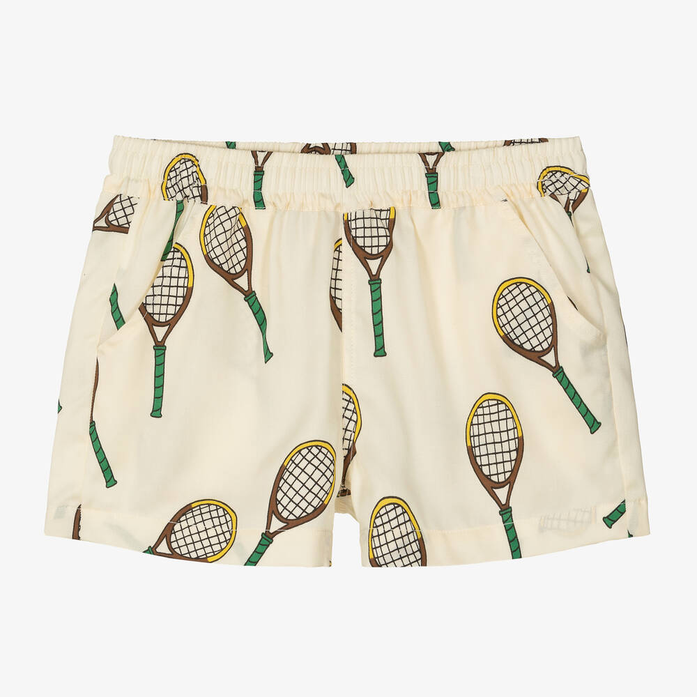 Mini Rodini-Ivory Lyocell Tennis Print Shorts | Childrensalon Outlet