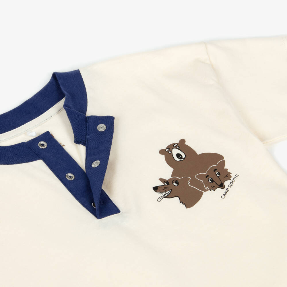Mini Rodini-Ivory Organic Cotton Bear T-Shirt | Childrensalon Outlet