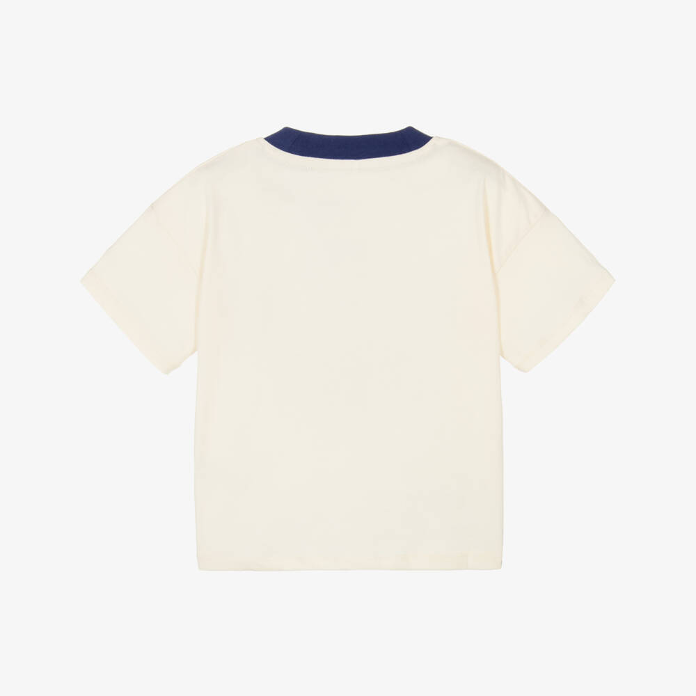 Mini Rodini-Ivory Organic Cotton Bear T-Shirt | Childrensalon Outlet