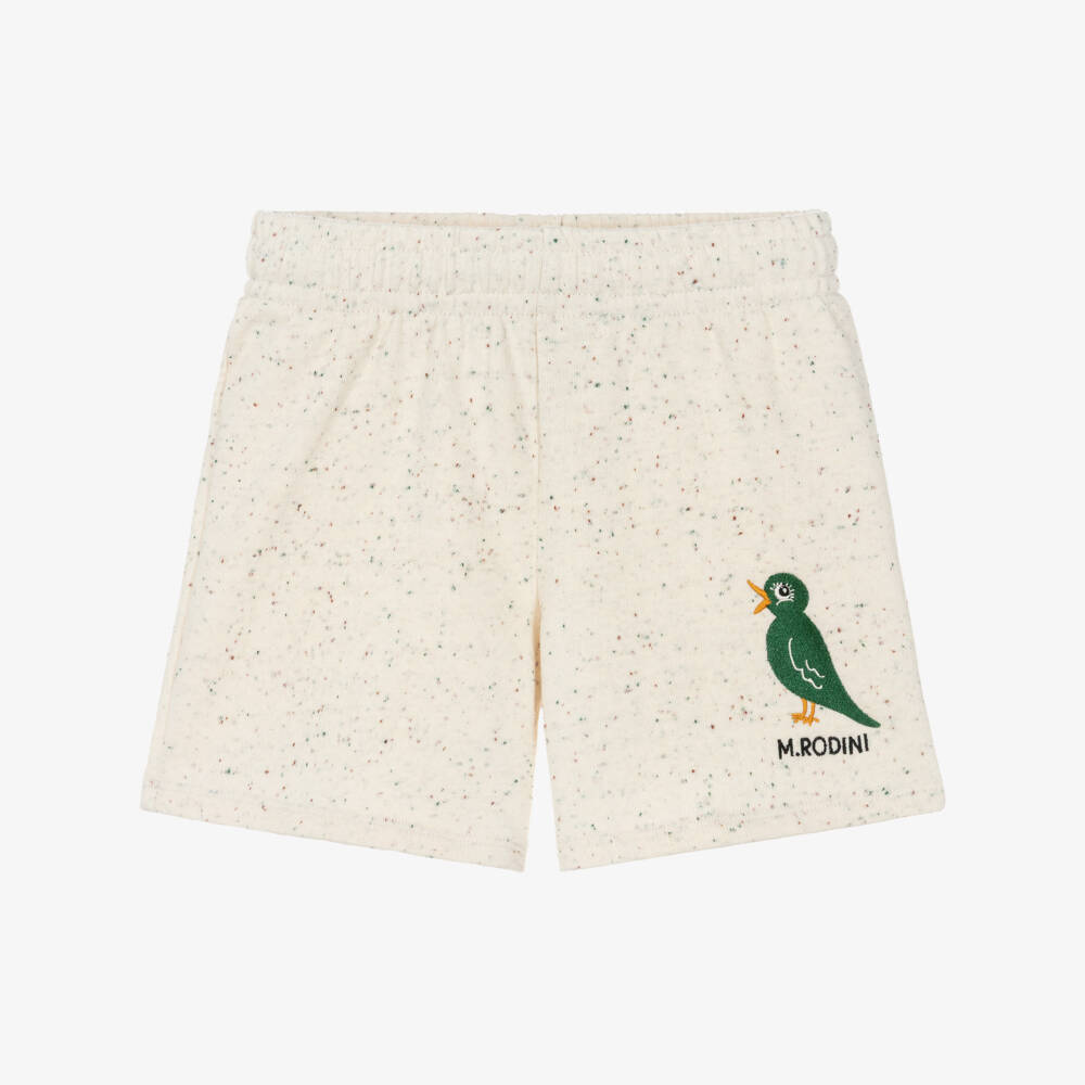 Mini Rodini-Ivory Organic Cotton Bird Shorts | Childrensalon Outlet