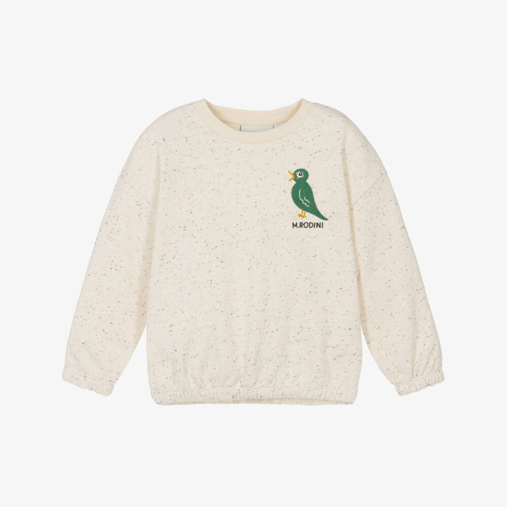 Mini Rodini-Ivory Organic Cotton Bird Sweatshirt | Childrensalon Outlet