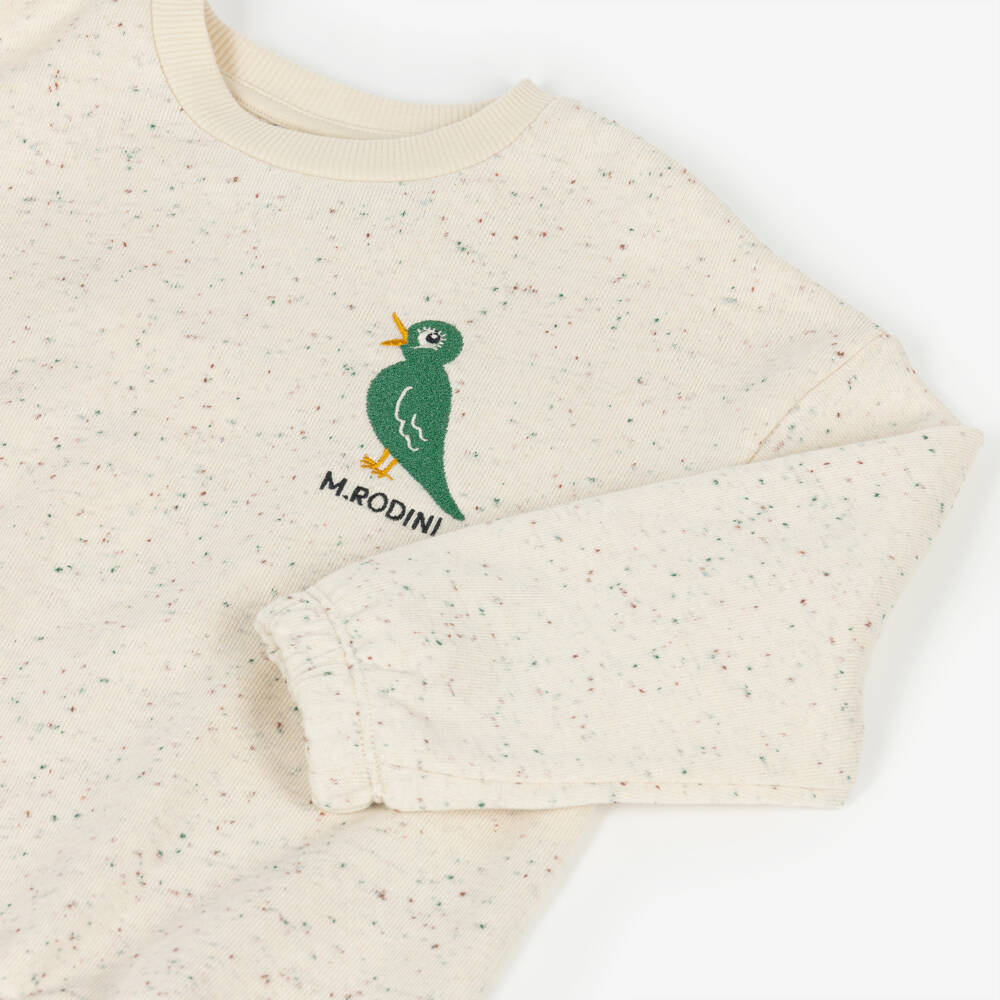 Mini Rodini-Ivory Organic Cotton Bird Sweatshirt | Childrensalon Outlet
