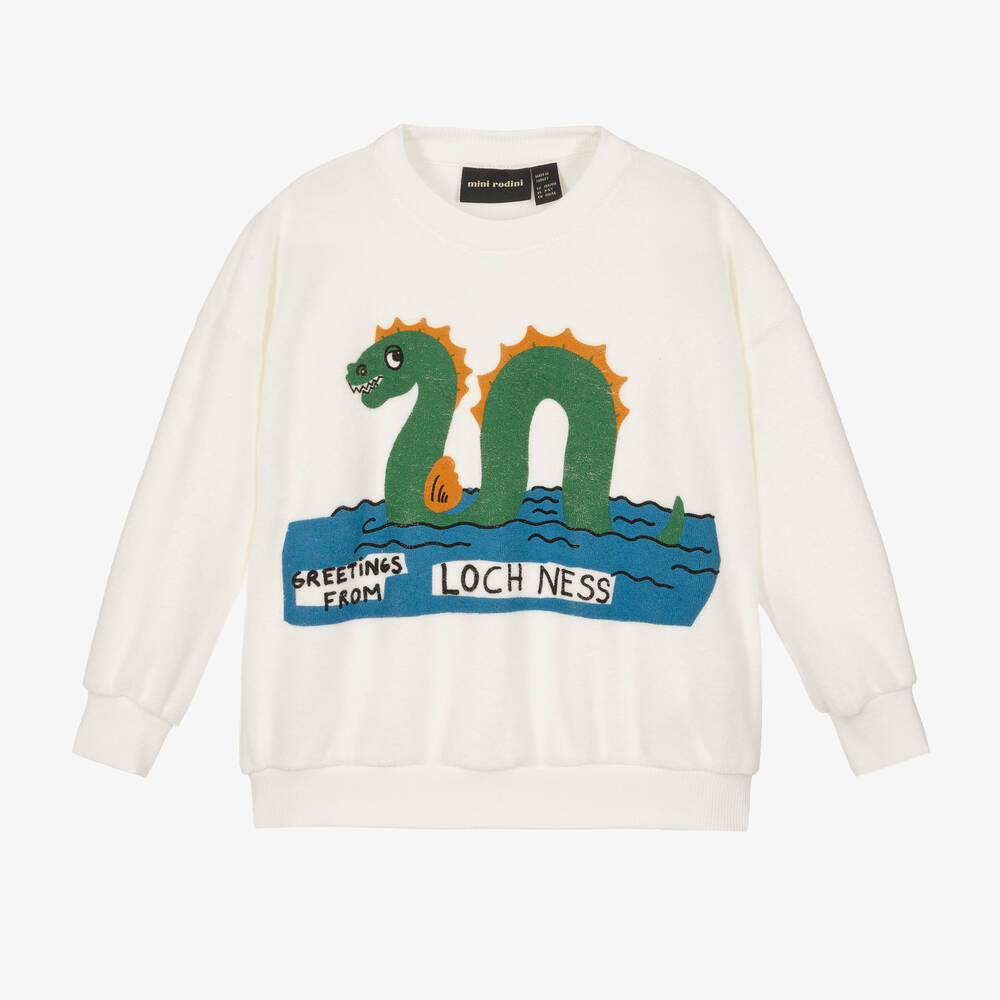 Mini Rodini - Ivory Organic Cotton Loch Ness Sweater | Childrensalon