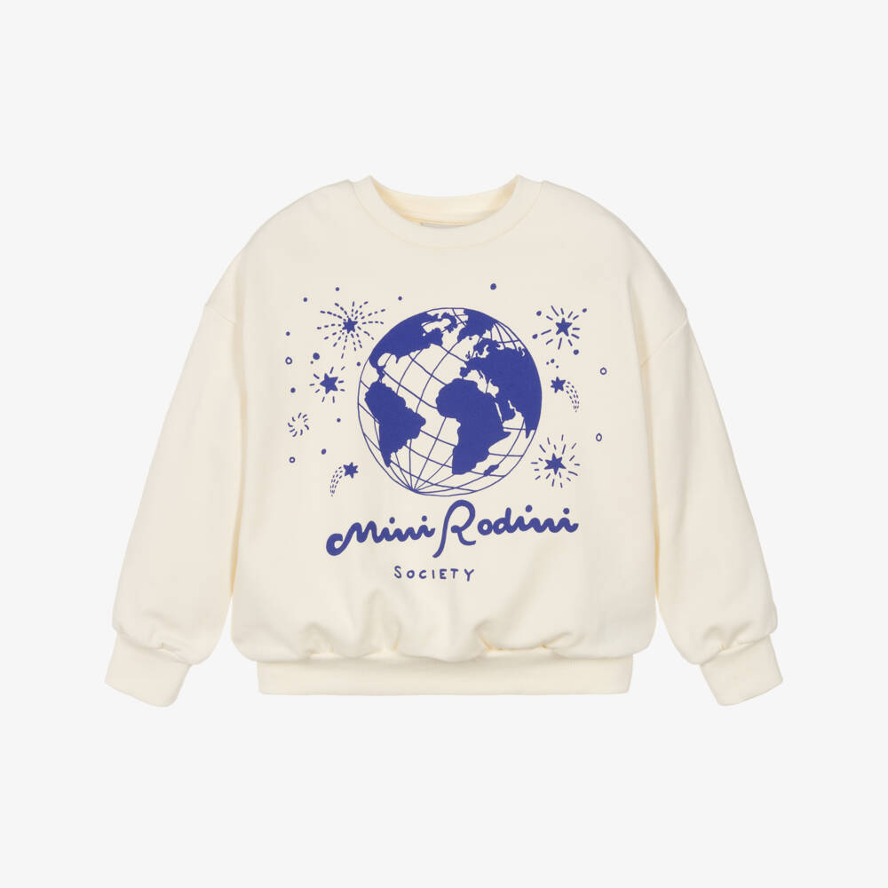 Mini Rodini-Ivory Organic Cotton Mini Rodini Society Sweatshirt | Childrensalon Outlet