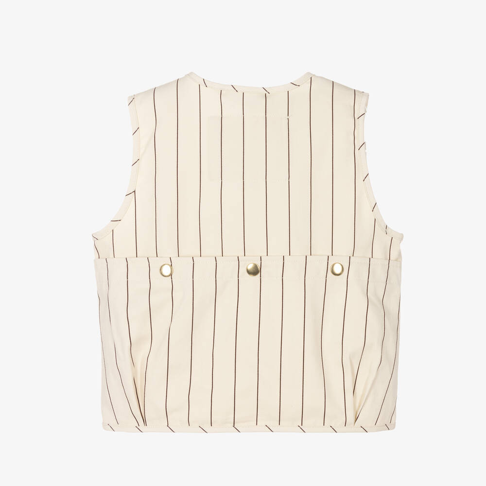 Mini Rodini-Ivory Organic Cotton Owl Gilet | Childrensalon Outlet