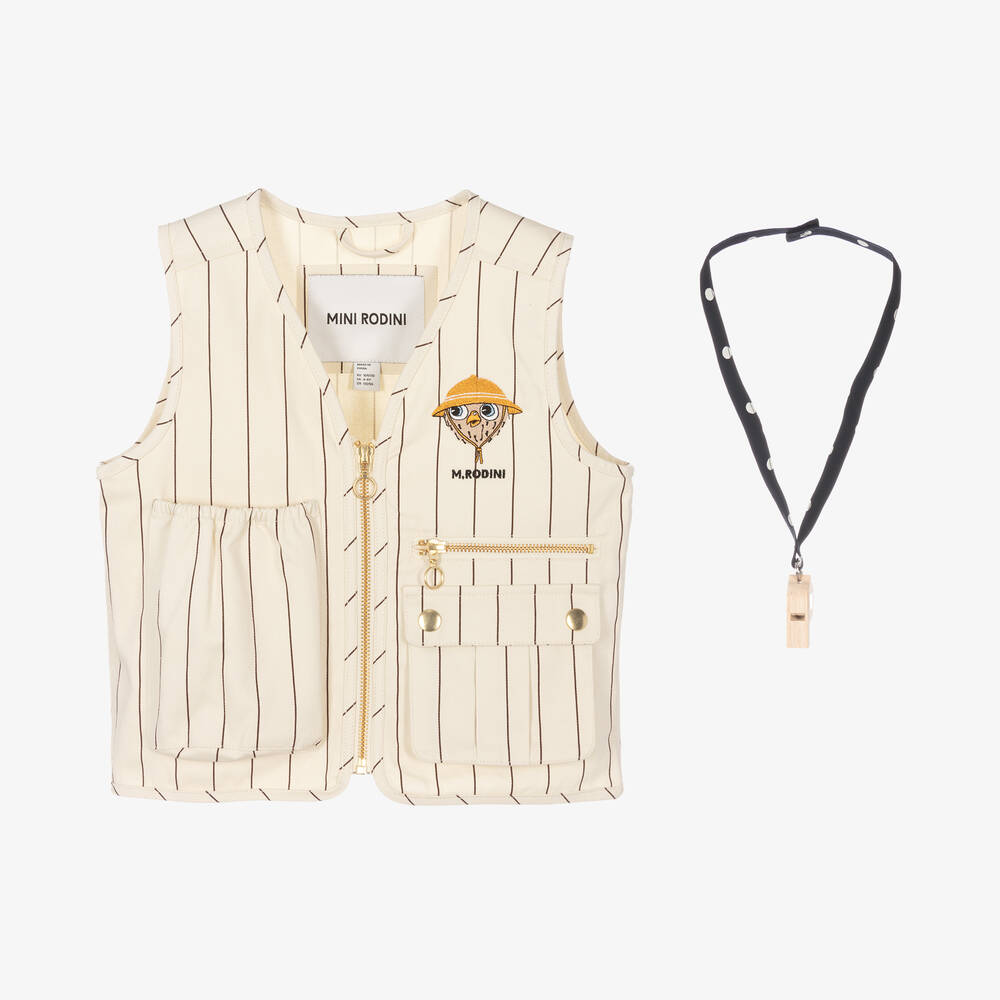 Mini Rodini-Ivory Organic Cotton Owl Gilet | Childrensalon Outlet