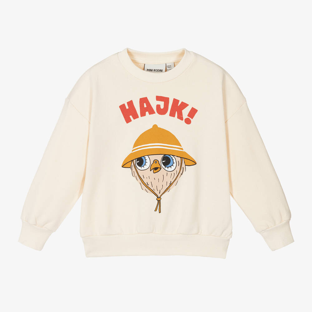 Mini Rodini - Ivory Organic Cotton Owl Sweatshirt