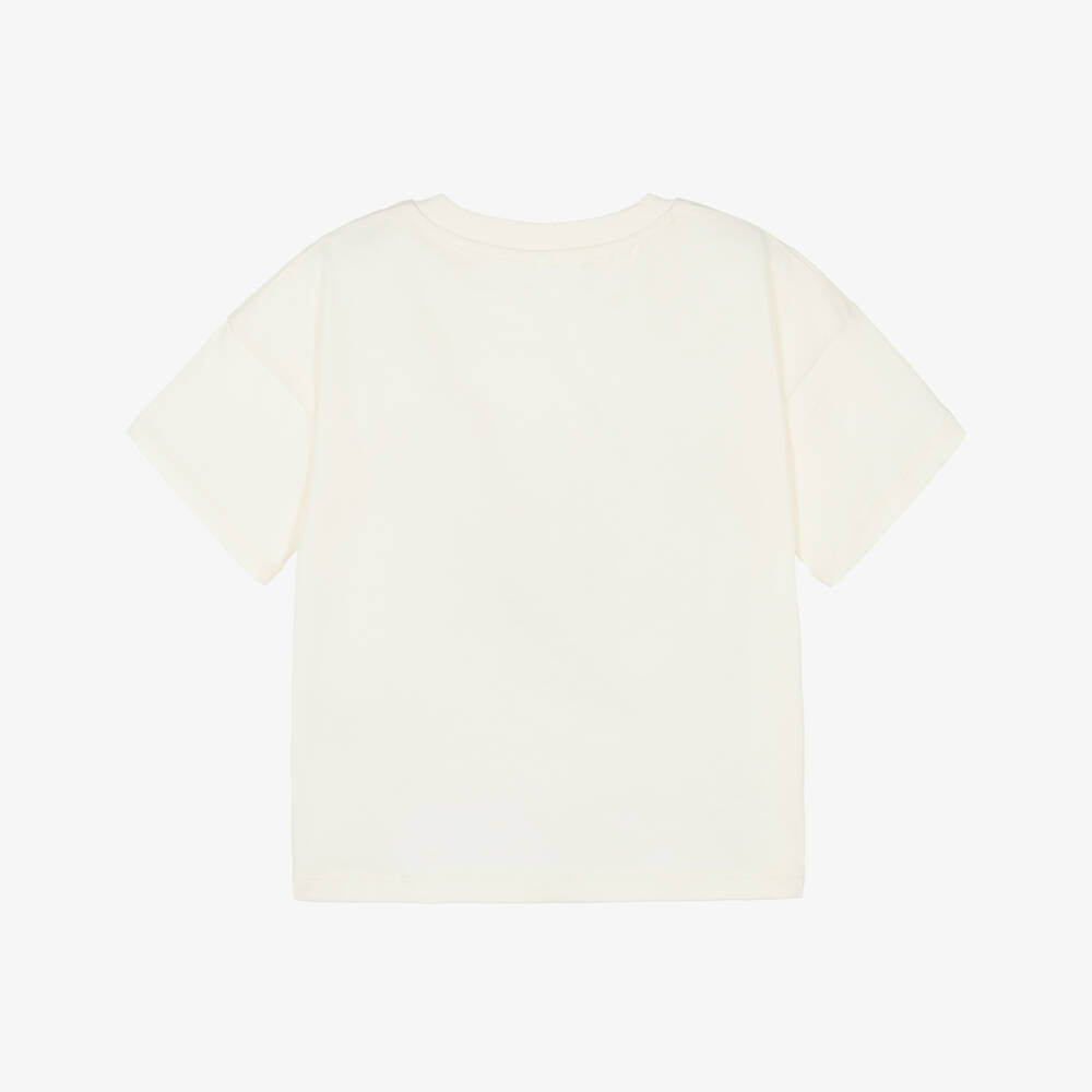 Mini Rodini-Ivory Organic Cotton Society Print T-Shirt | Childrensalon Outlet