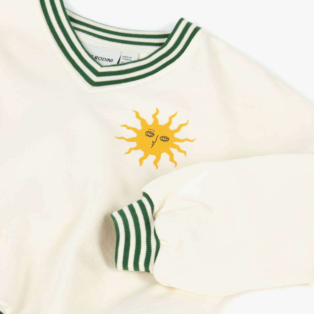 Mini Rodini-Кремовый свитшот с графикой солнца для детей | Childrensalon Outlet