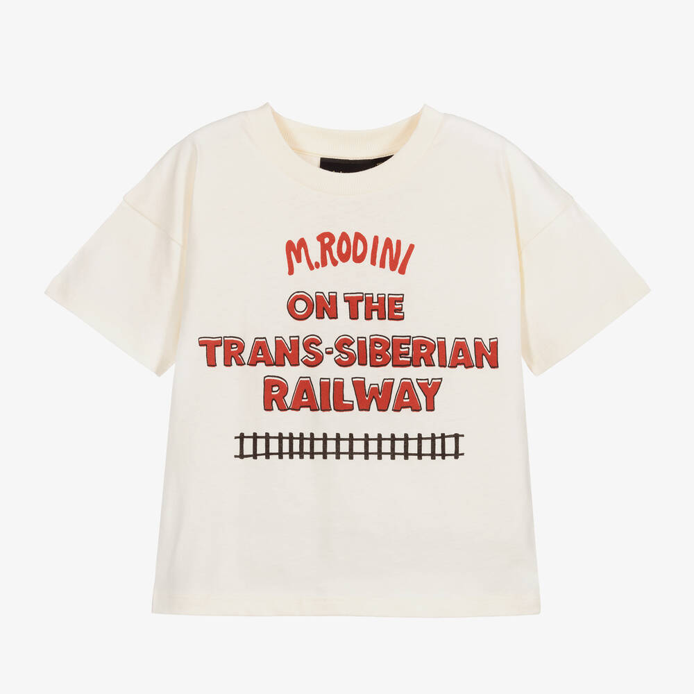 Mini Rodini-Ivory Organic Cotton T-Shirt | Childrensalon Outlet
