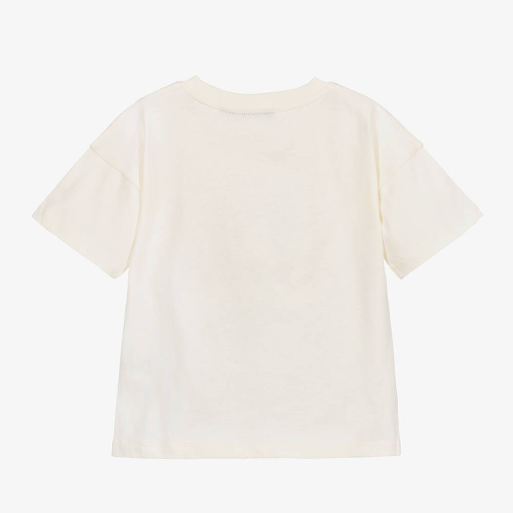 Mini Rodini-تيشيرت قطن عضوي لون عاجي، أسود وأحمر | Childrensalon Outlet