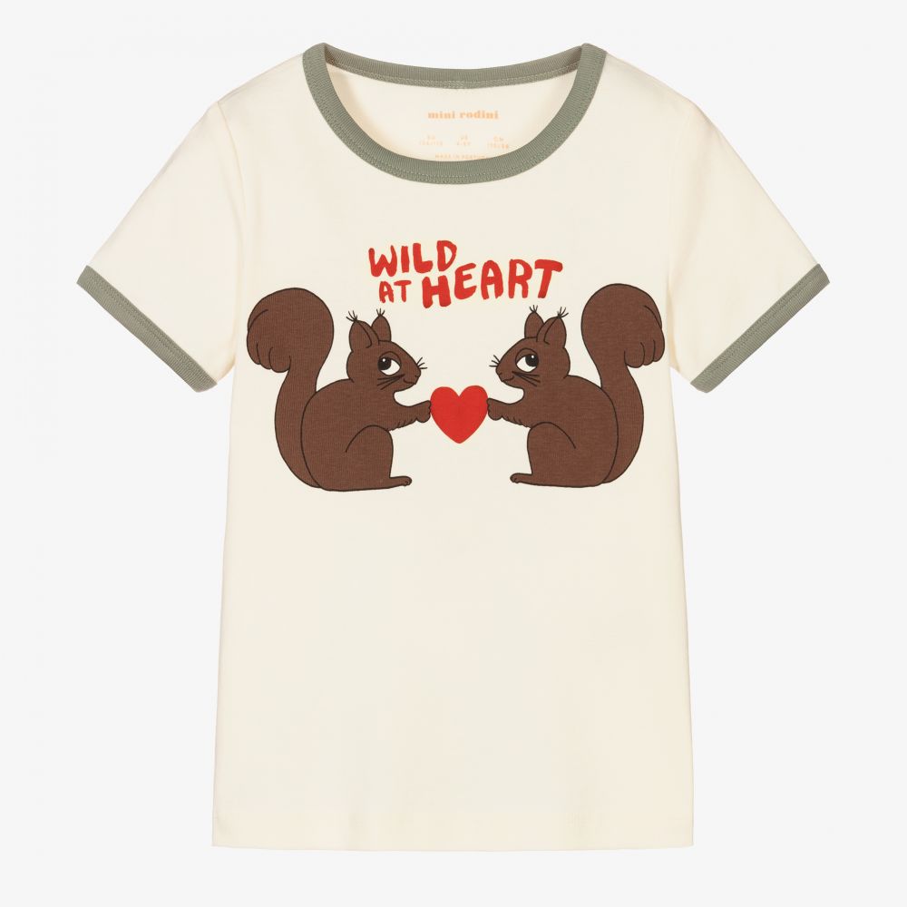 Mini Rodini - Elfenbeinfarbenes Biobaumwoll-T-Shirt | Childrensalon