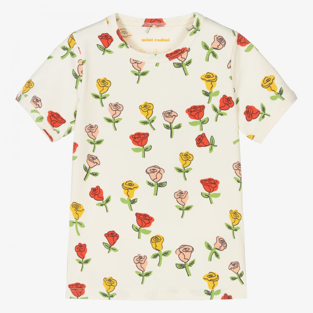 Mini Rodini-Ivory Organic Cotton T-Shirt | Childrensalon Outlet