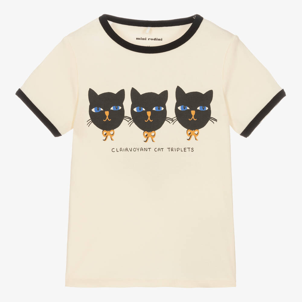 Mini Rodini - Ivory Organic Cotton T-Shirt | Childrensalon