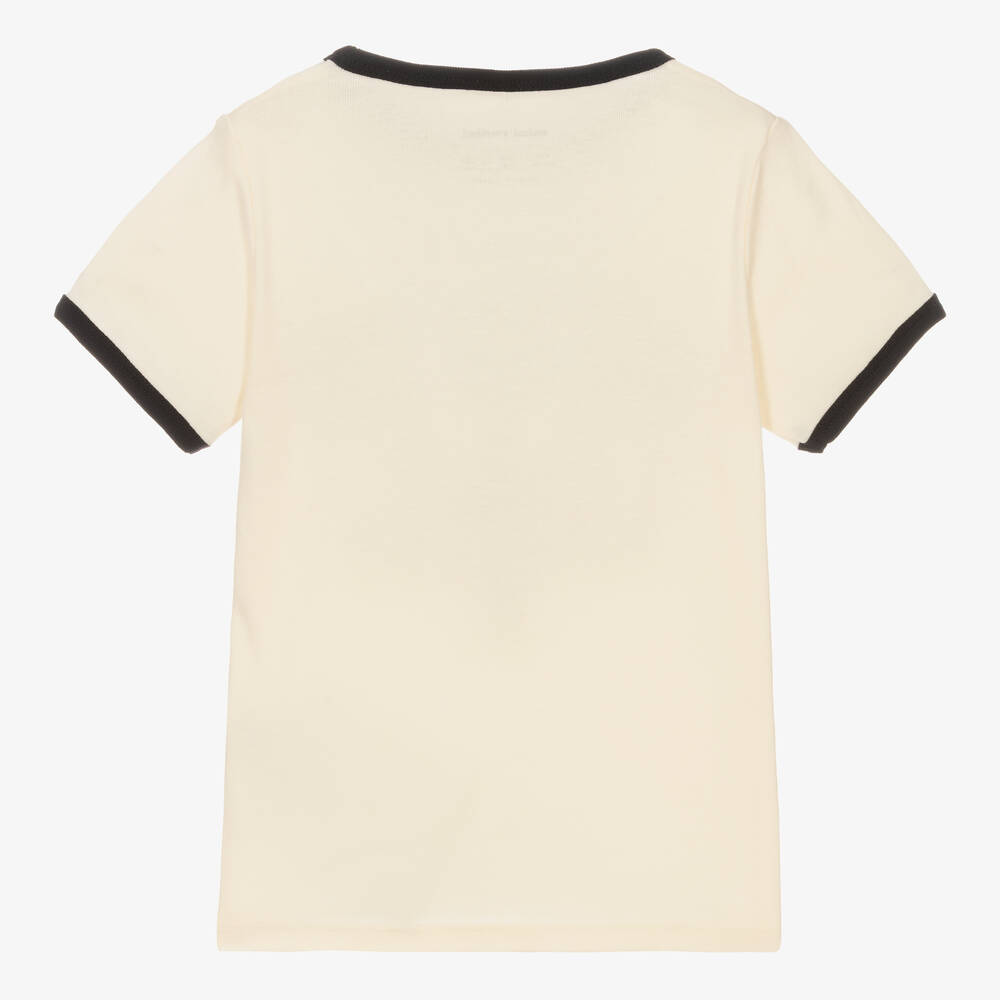 Mini Rodini-Кремовая футболка из органического хлопка | Childrensalon Outlet