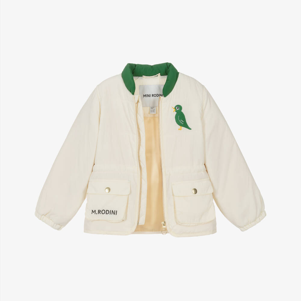 Mini Rodini-Ivory Parrot Print Short Coat | Childrensalon Outlet