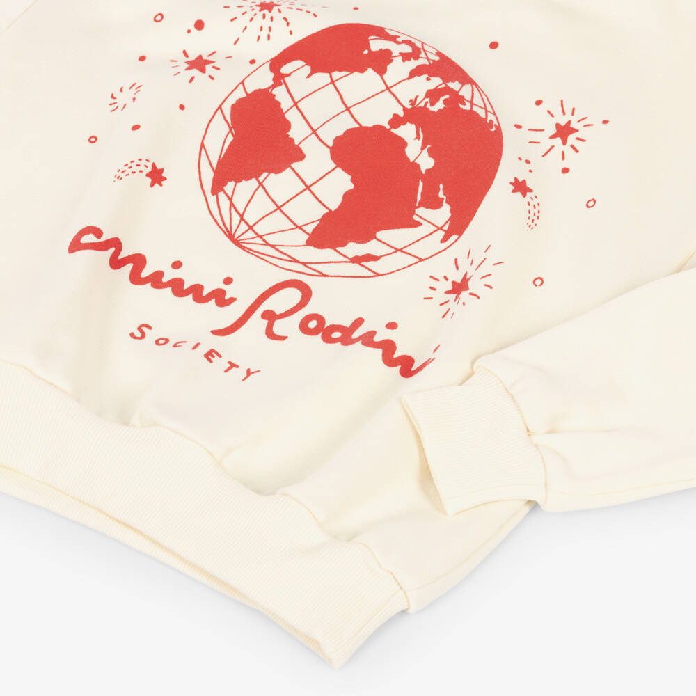 Mini Rodini-Кремовый красный хлопковый свитшот с графикой для детей | Childrensalon Outlet