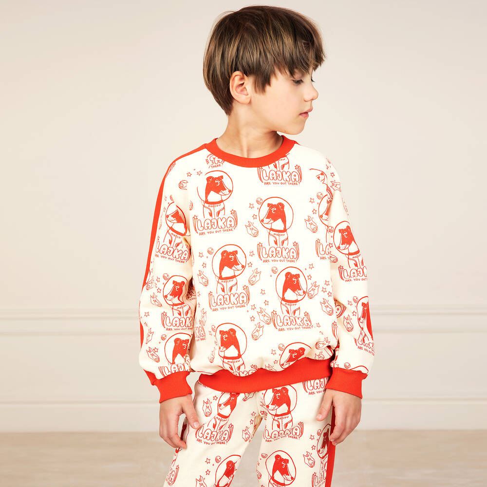 Mini Rodini-Ivory & Red Joggers | Childrensalon Outlet