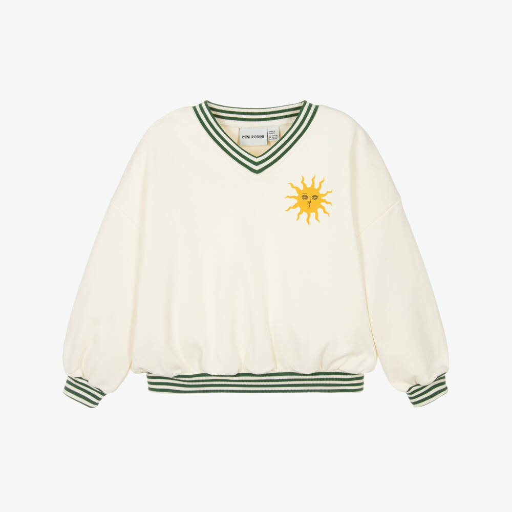 Mini Rodini-Кремовый свитшот с графикой солнца для детей | Childrensalon Outlet