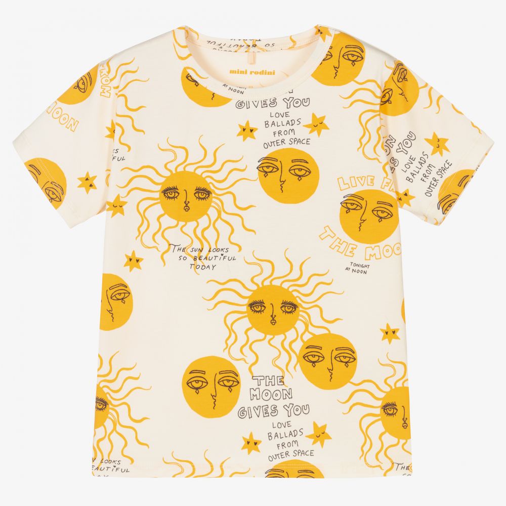 Mini Rodini-Ivory & Yellow Cotton T-Shirt | Childrensalon Outlet
