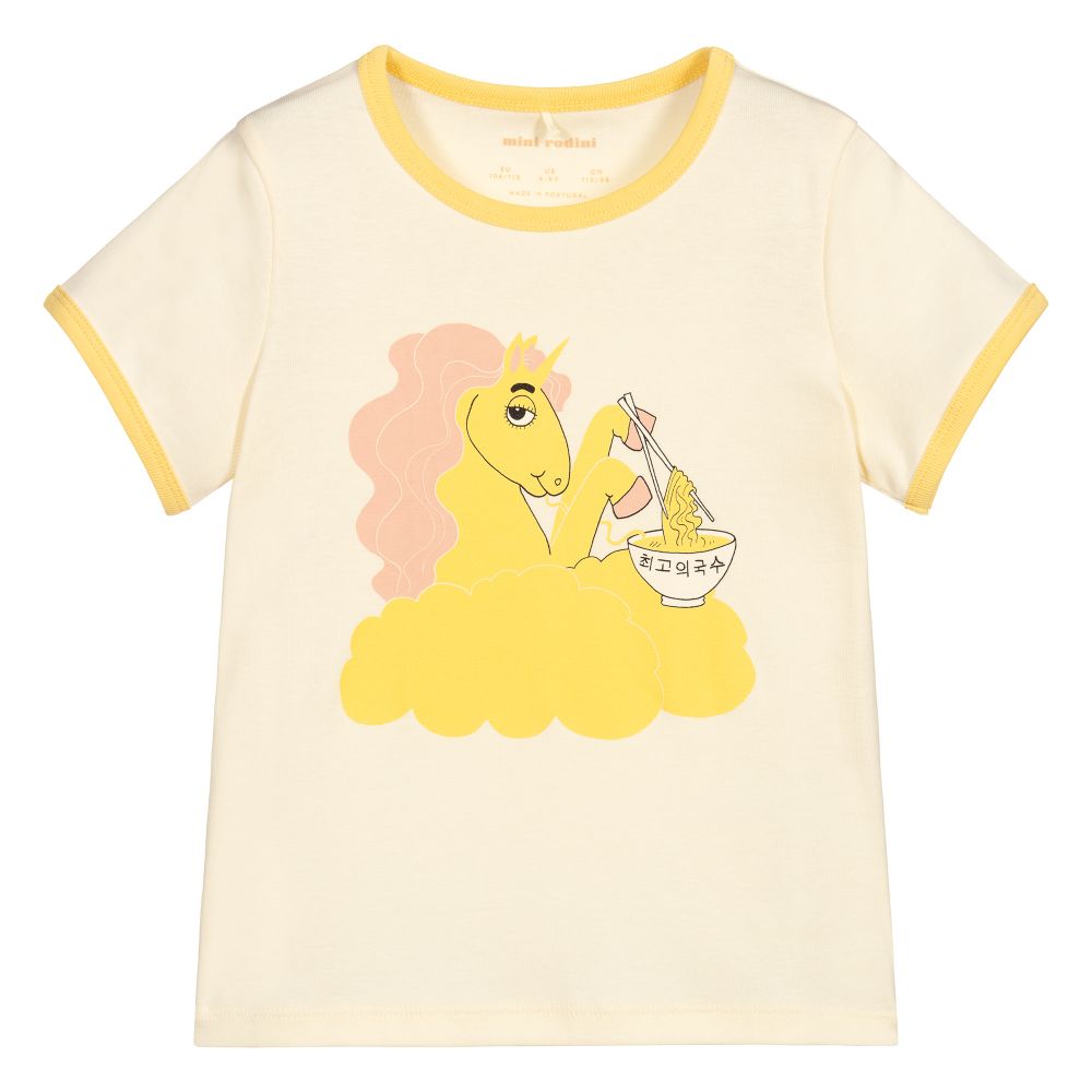 Mini Rodini - Ivory & Yellow Organic T-Shirt | Childrensalon