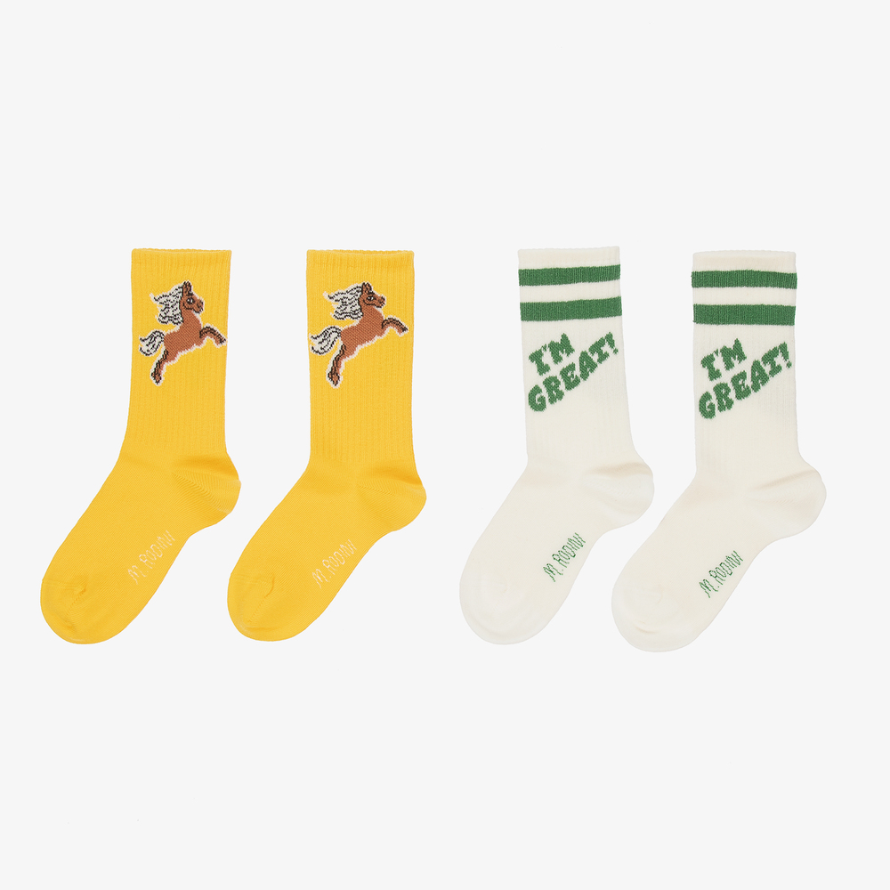 Mini Rodini - Chaussettes ivoire et jaunes (x2) | Childrensalon