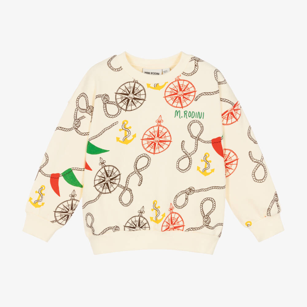 Mini Rodini-Junior Boys Ivory Nautical Jumper | Childrensalon Outlet