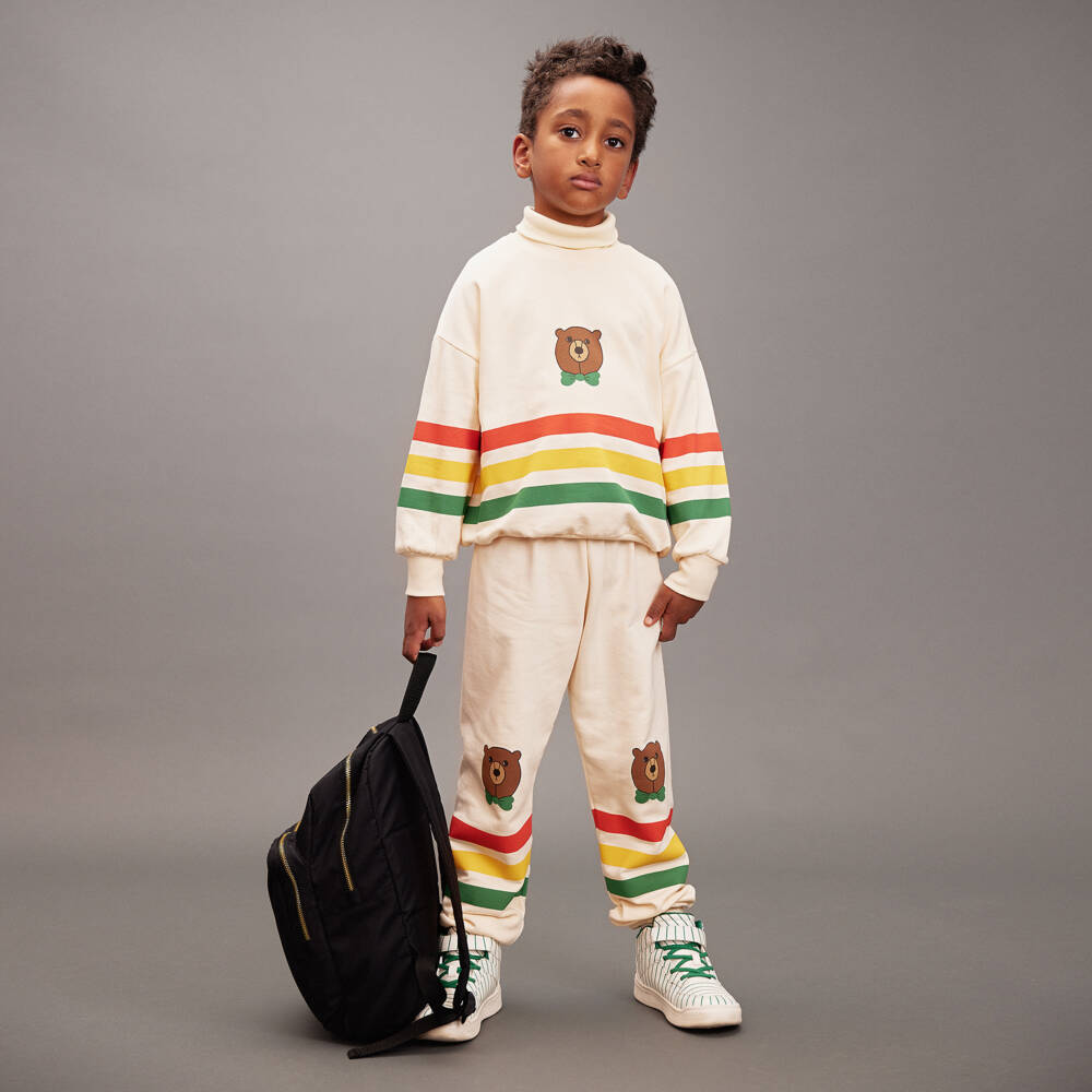 Mini Rodini-Junior Boys Ivory Striped Joggers | Childrensalon Outlet