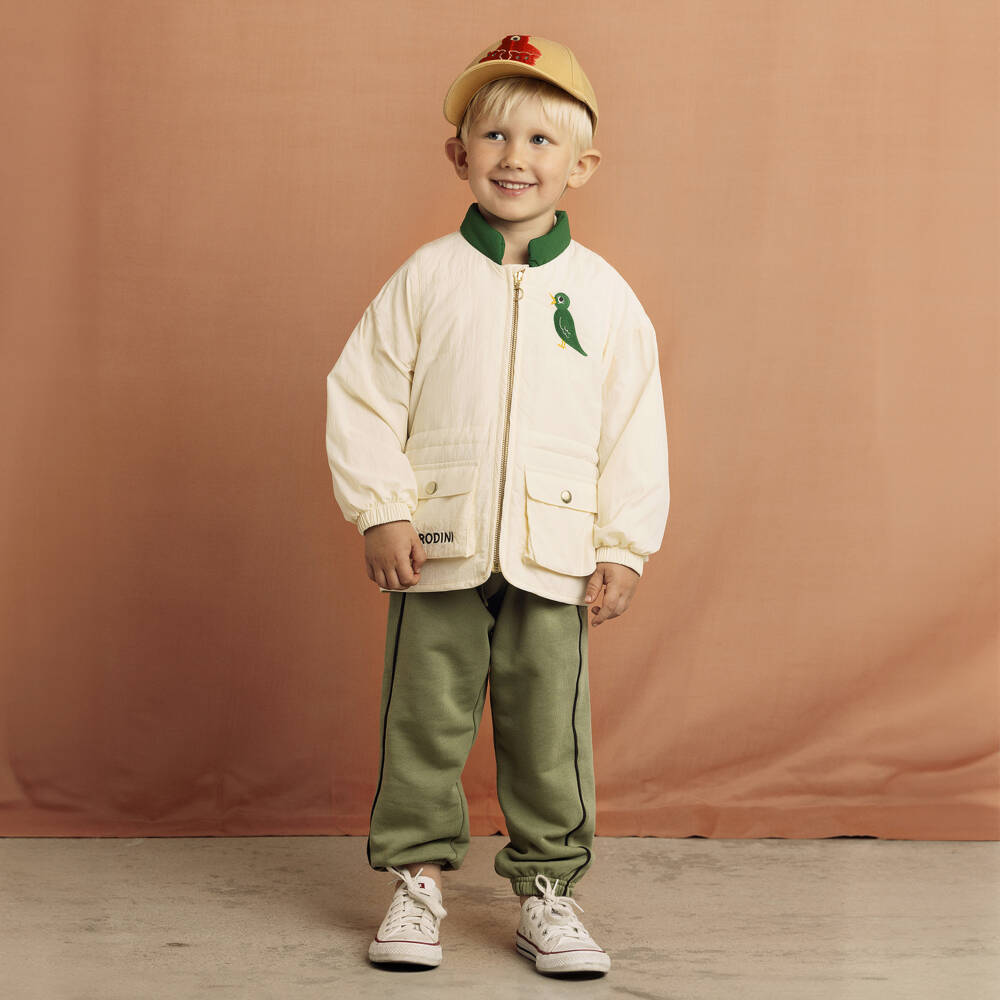 Mini Rodini-Khaki Green Organic Cotton Blackbird Joggers | Childrensalon Outlet
