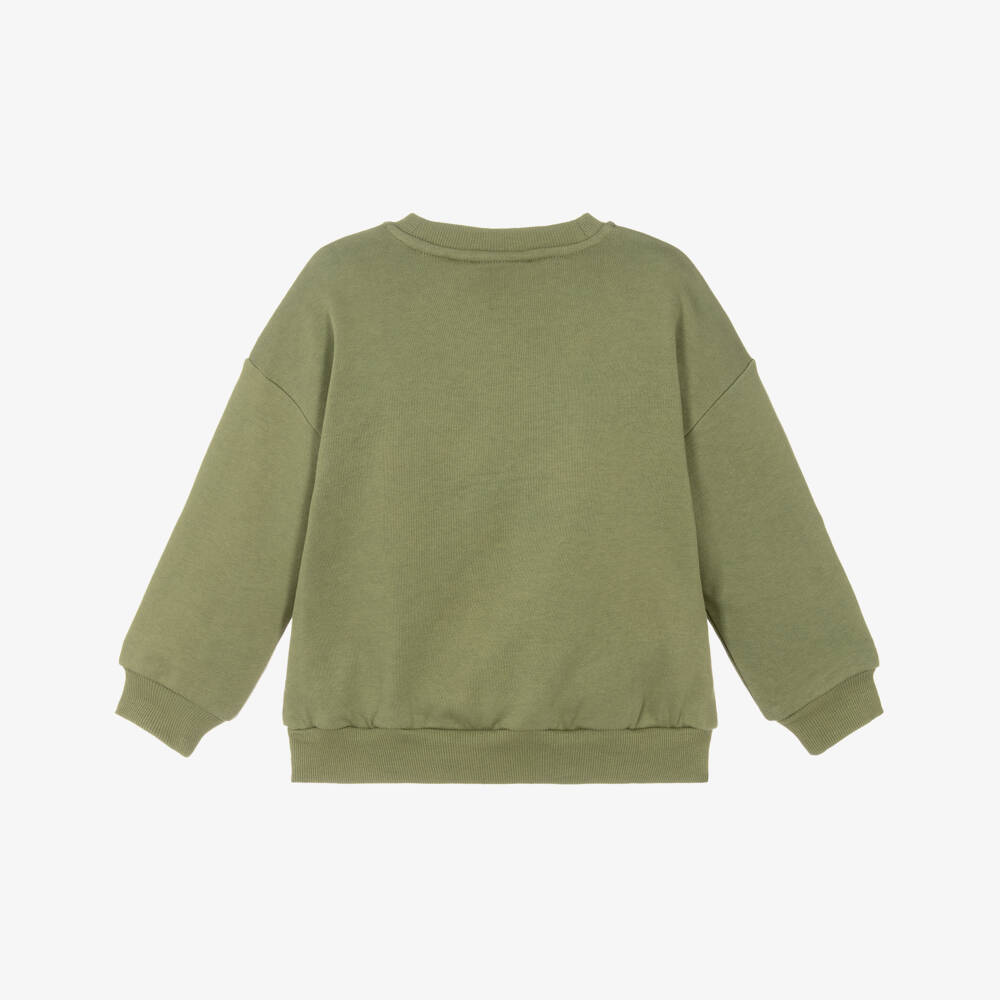 Mini Rodini-Khaki Green Organic Cotton Blackbird Sweatshirt | Childrensalon Outlet