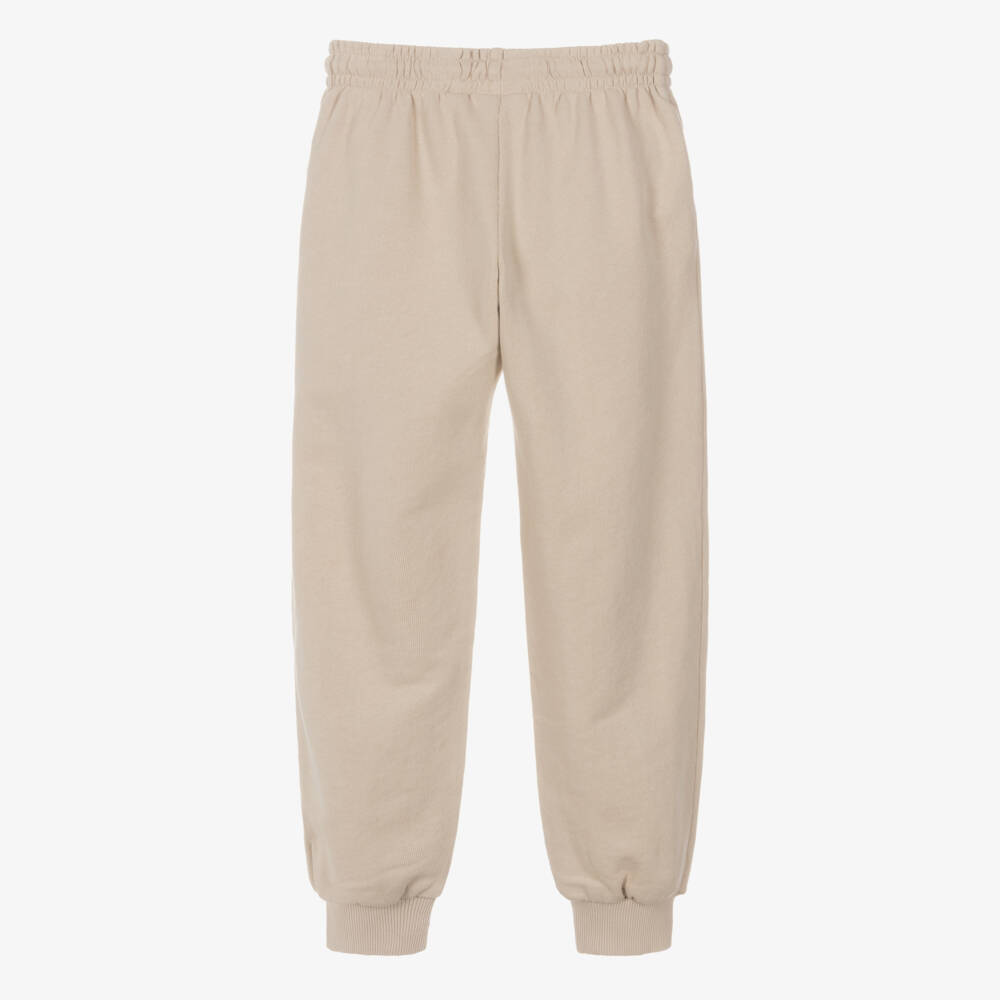 Mini Rodini-Light Beige Organic Cotton Joggers with Dog Motifs | Childrensalon Outlet