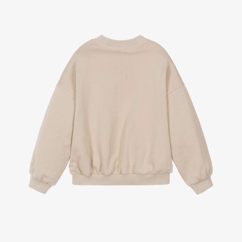 Mini Rodini-Light Beige Organic Cotton Sweatshirt with Dog Motifs | Childrensalon Outlet