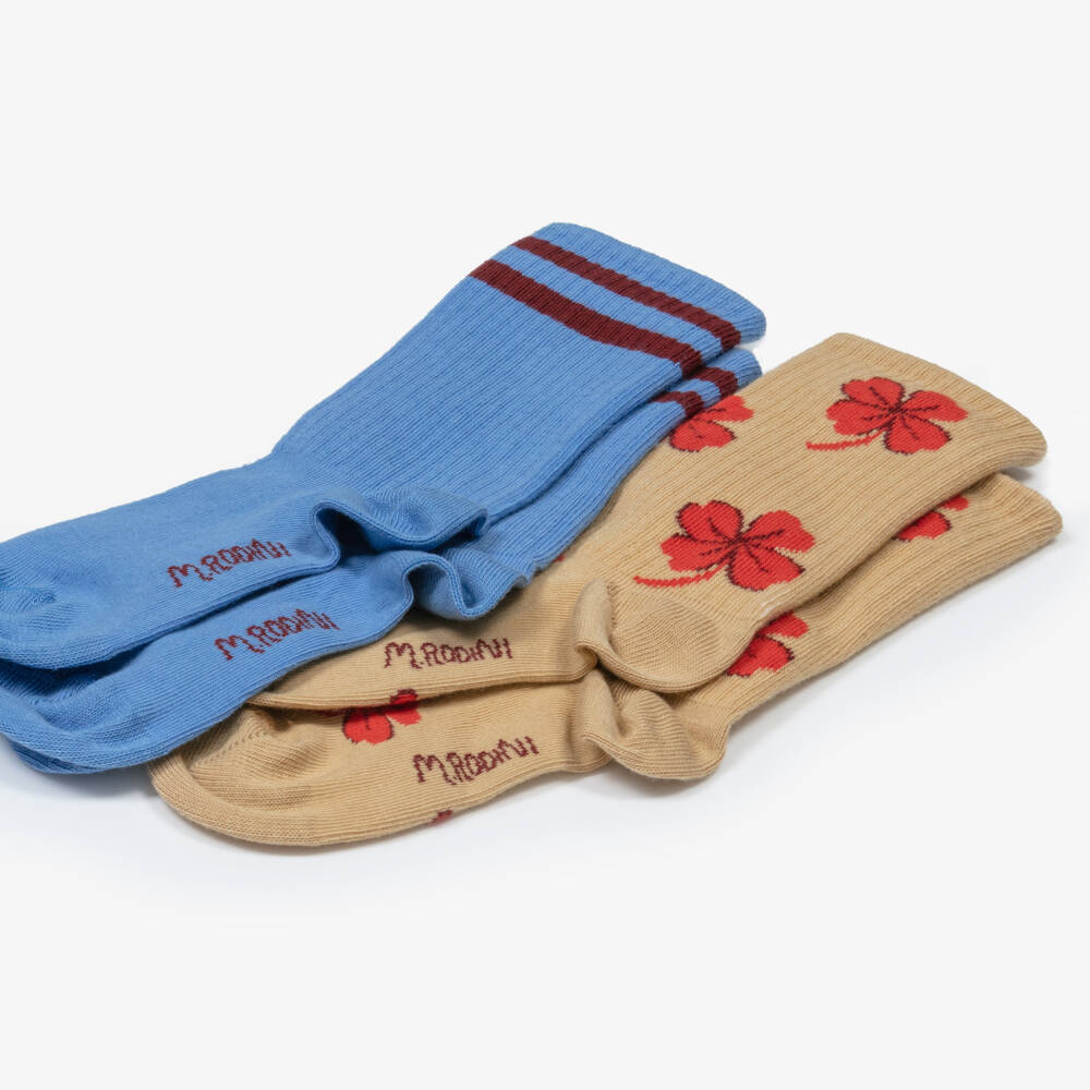 Mini Rodini-Multi Colour Cotton Socks with Floral & Animal Motifs (6 Pack) | Childrensalon Outlet