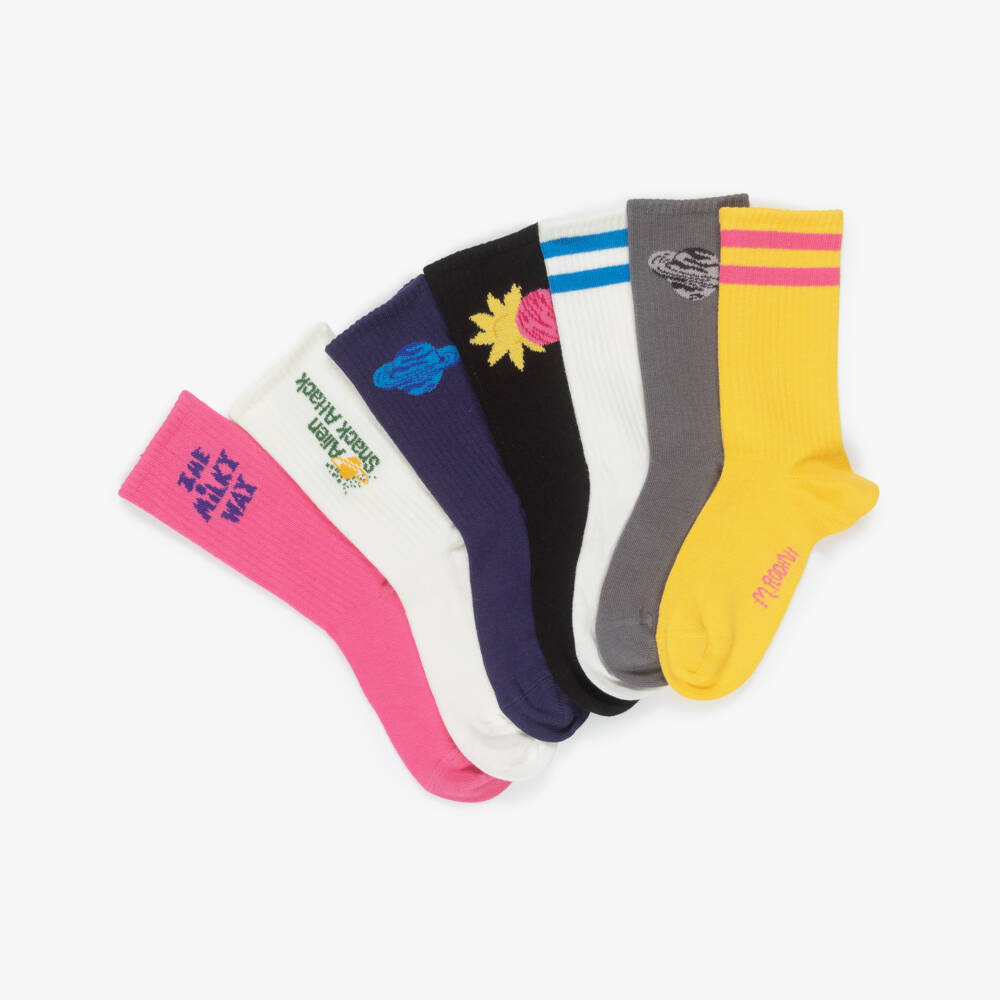 Mini Rodini-Multicolour Galaxy-Themed Socks (7 pack) | Childrensalon Outlet
