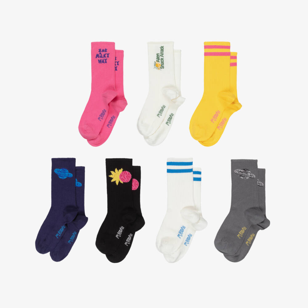 Mini Rodini-Multicolour Galaxy-Themed Socks (7 pack) | Childrensalon Outlet