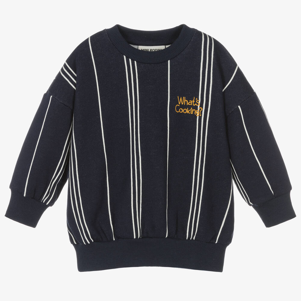 Mini Rodini - Navy Blue Cotton Stripe Sweatshirt | Childrensalon