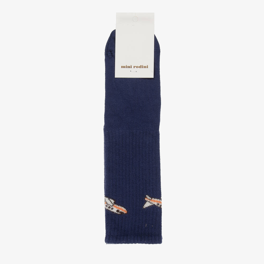 Mini Rodini-Синие носки из органического хлопка с самолетами | Childrensalon Outlet