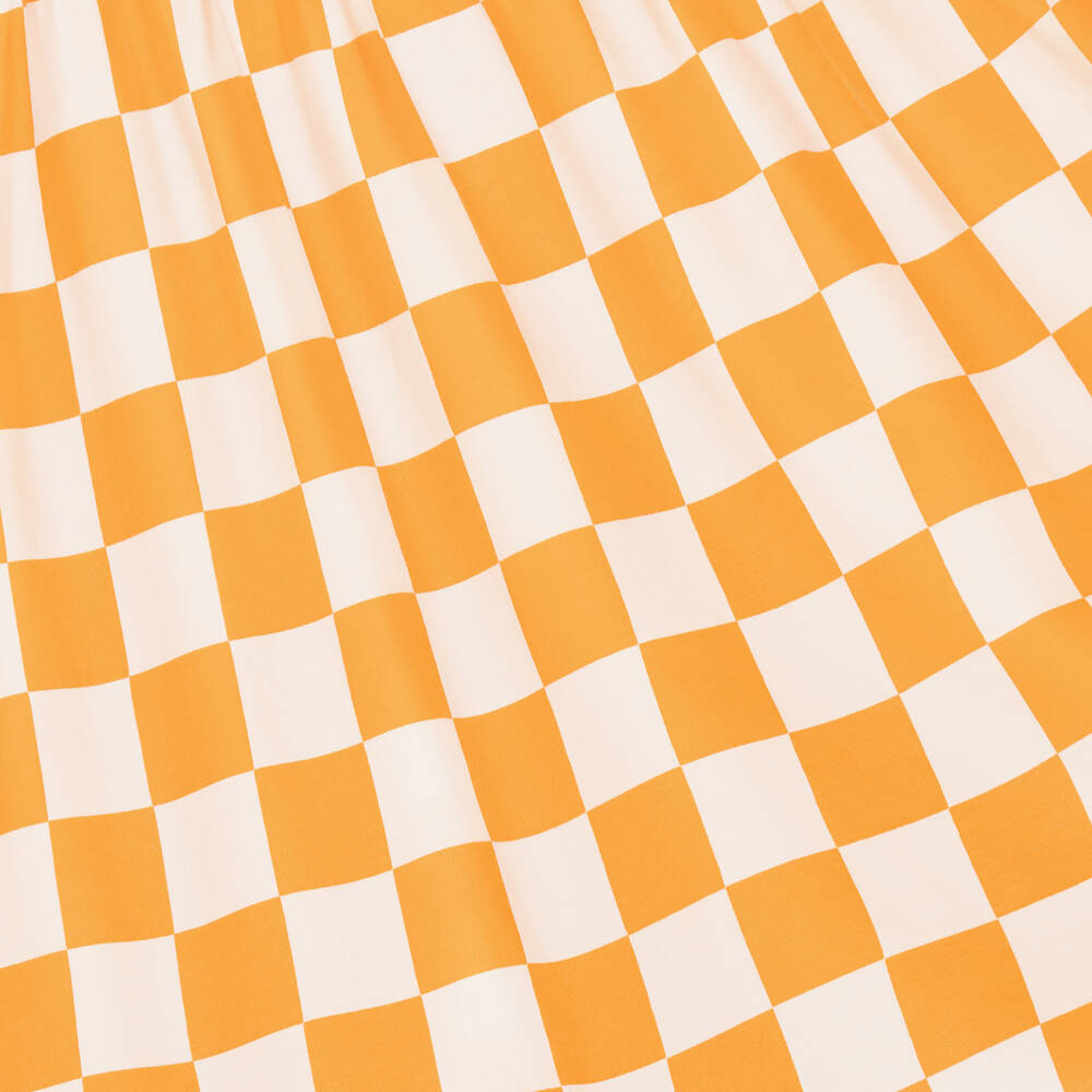 Mini Rodini-Orange Check Cotton Dress | Childrensalon Outlet