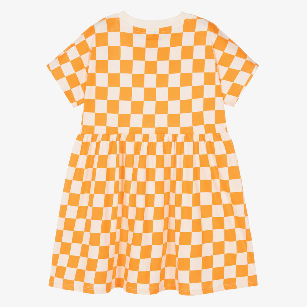 Mini Rodini-Orange Check Cotton Dress | Childrensalon Outlet