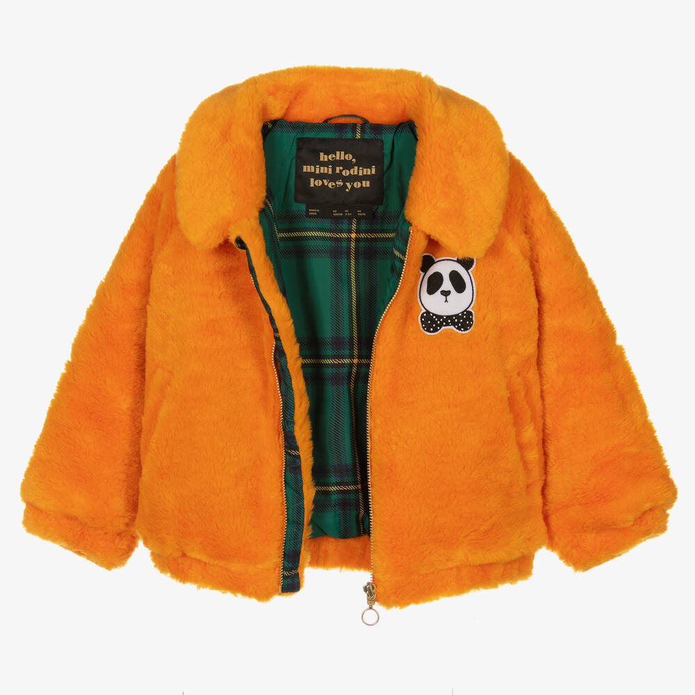 Mini Rodini - Orange Faux Fur Bomber Jacket | Childrensalon Outlet