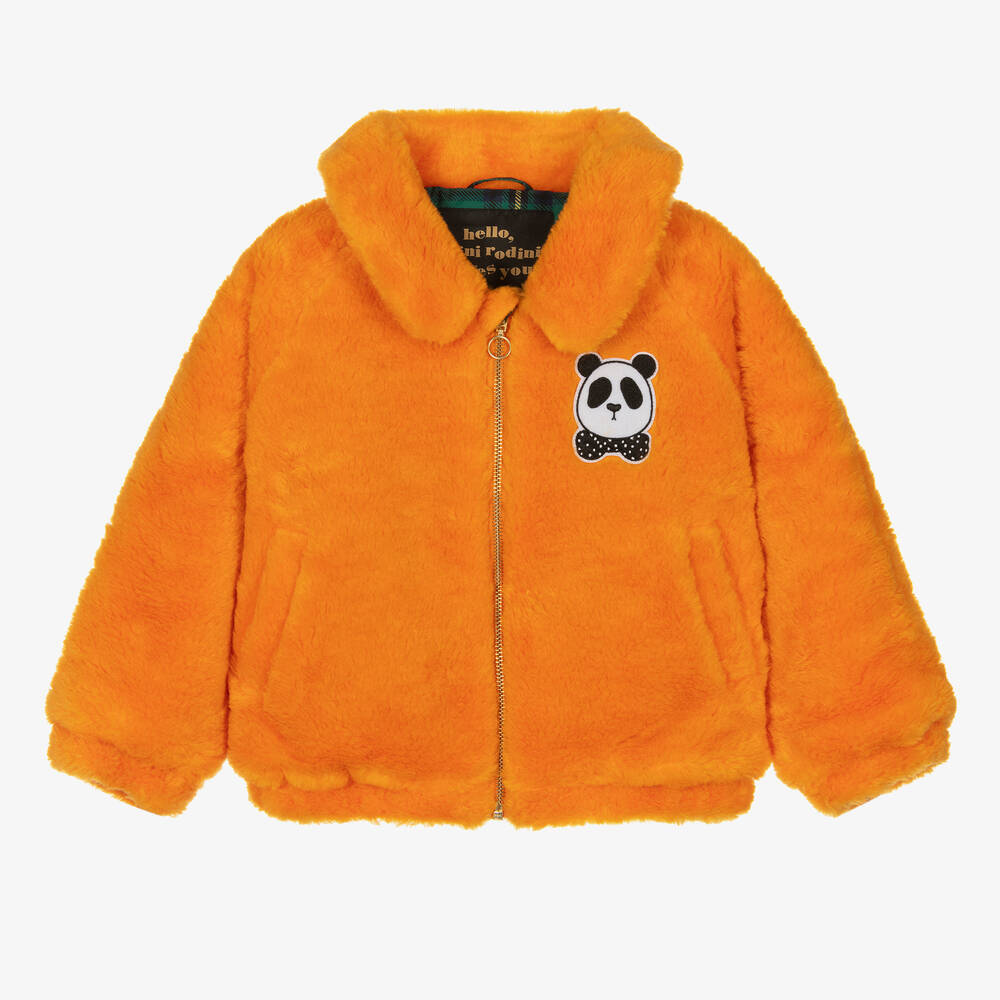 Mini Rodini - Bomber orange en fausse fourrure | Childrensalon