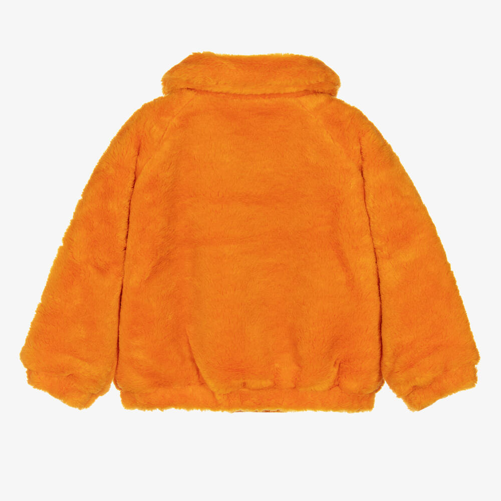 Mini Rodini-Orange Faux Fur Bomber Jacket | Childrensalon Outlet