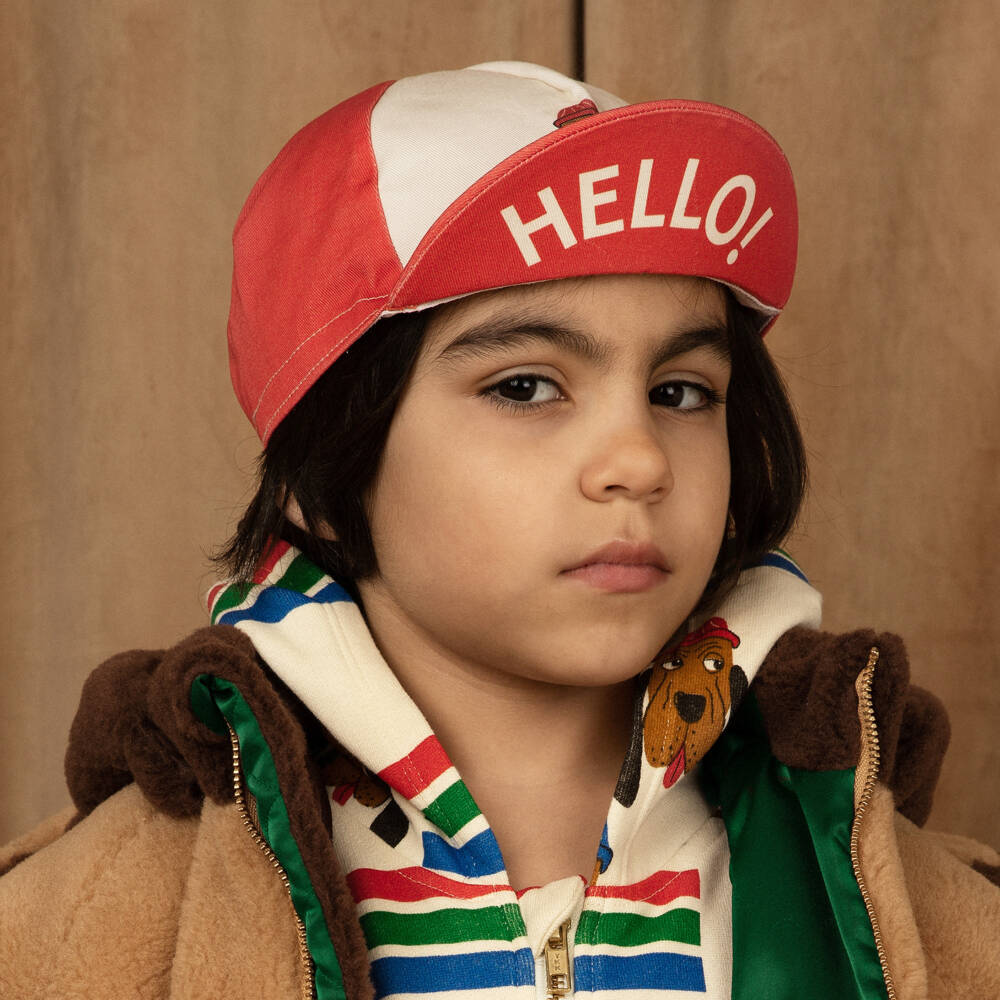 Mini Rodini-Orange & Ivory Organic Cotton Hound Dog Cap | Childrensalon Outlet